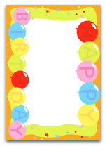 Bright and colourful birthday-themed frame with balloons and decorative text, ideal for party invitations or celebratory designs