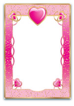 Pink heart-themed decorative frame with gold accents and sparkling details, perfect for romantic, love-themed, or Valentine’s designs