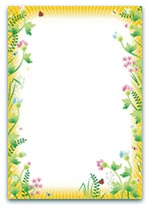 Bright floral-themed frame with green foliage and yellow accents, ideal for spring, summer, or nature-related themes